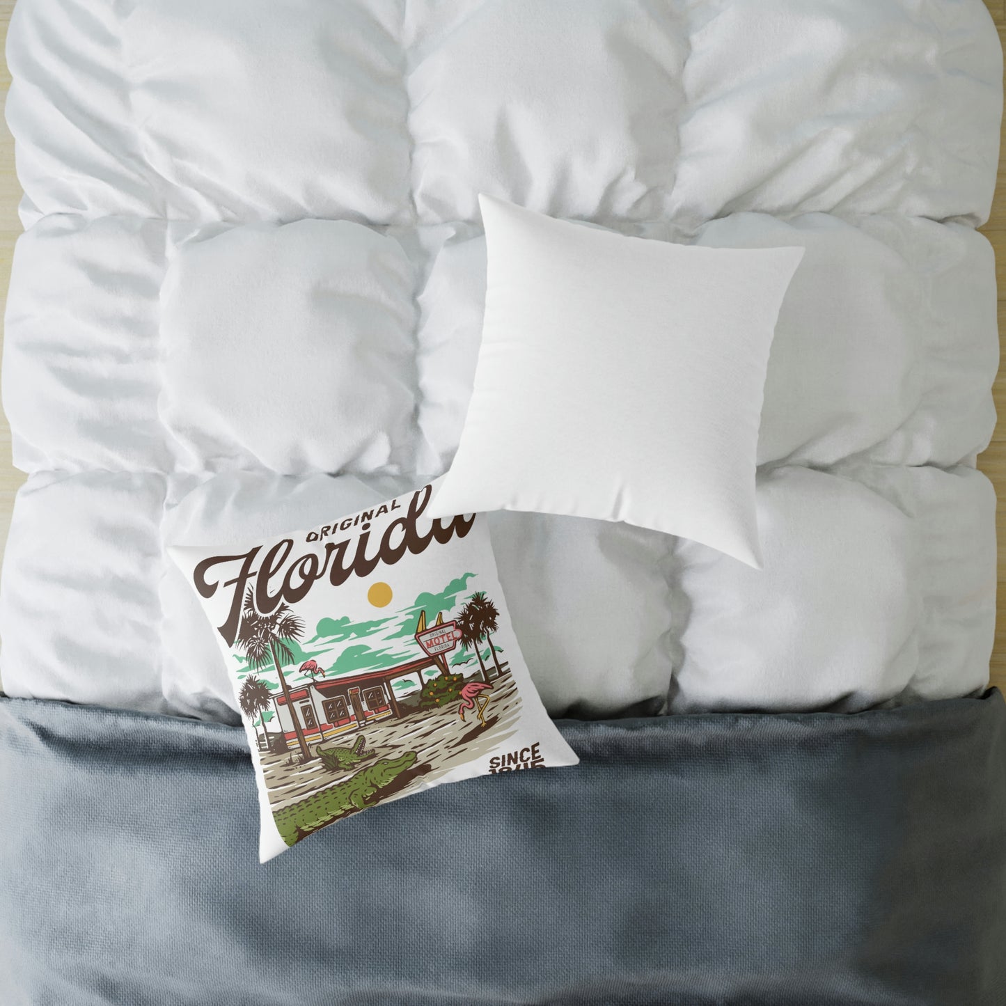 Original Florida - Alligator - white - Spun Polyester Pillow