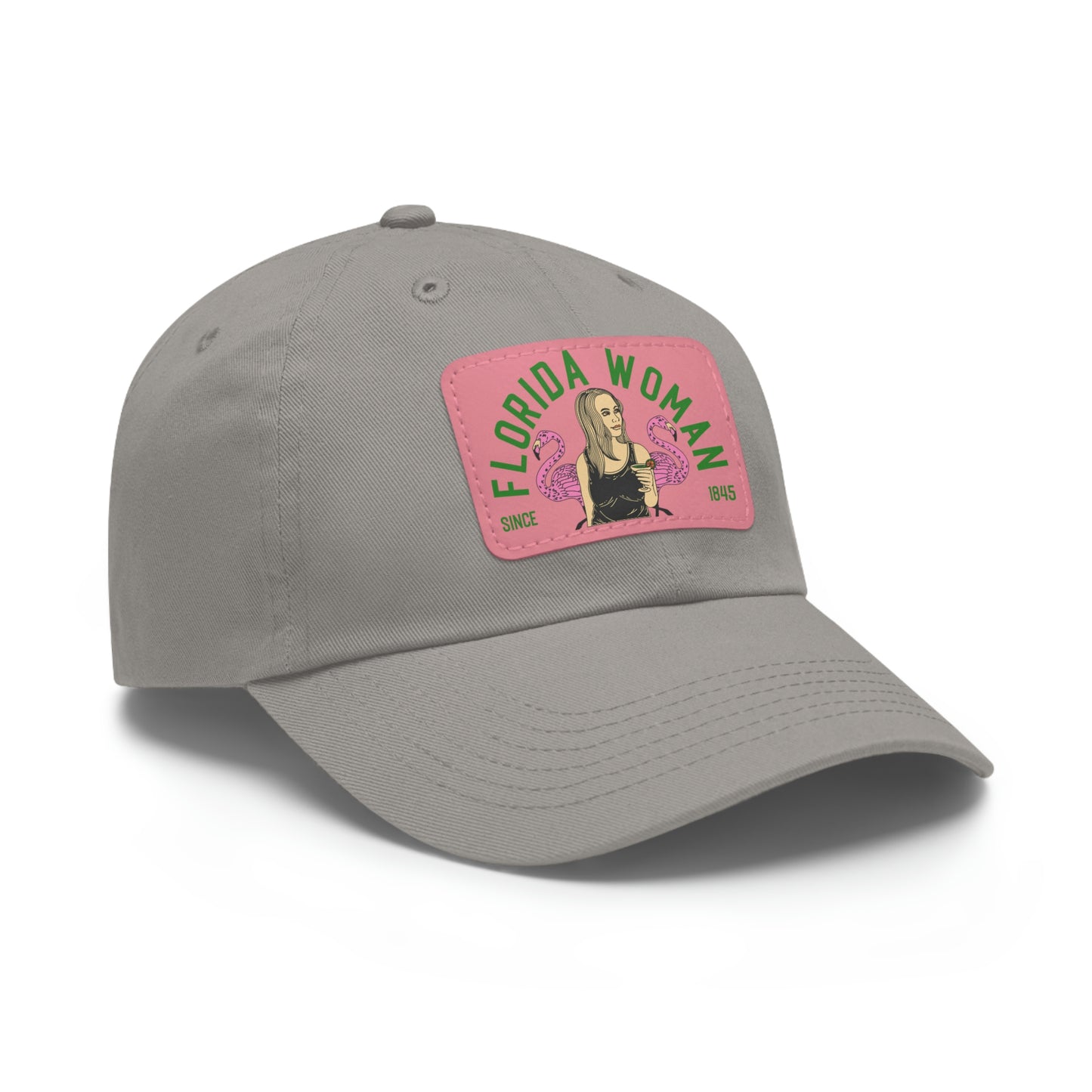 Florida Woman Boozes with Flamingos - Dad Hat with Leather Patch