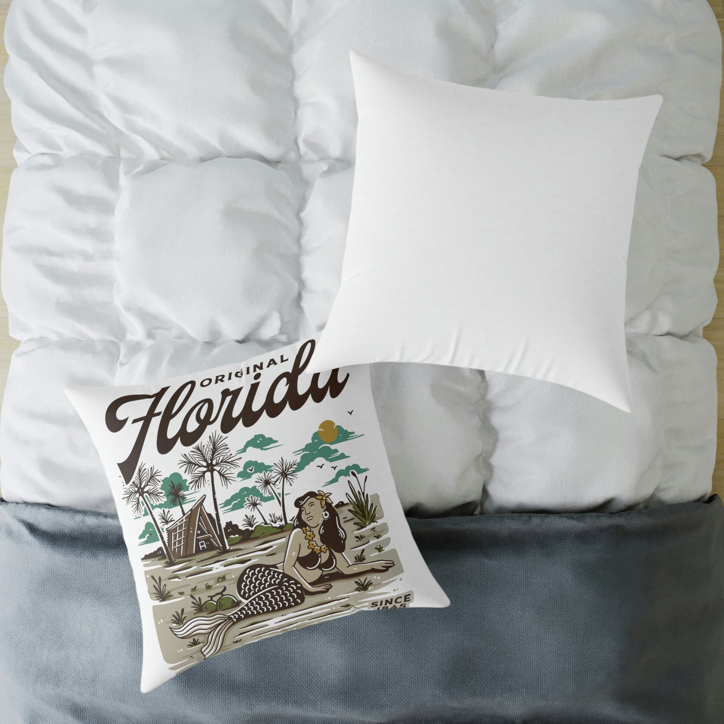 Mermaid at Heart - white - Spun Polyester Pillow