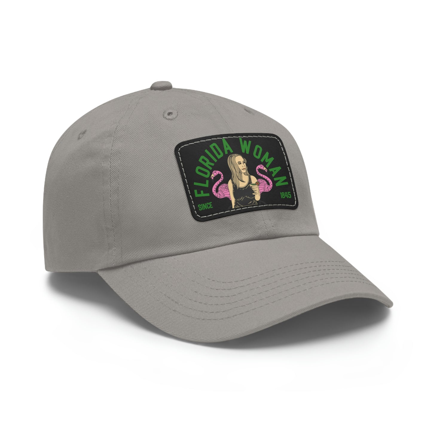 Florida Woman Boozes with Flamingos - Dad Hat with Leather Patch