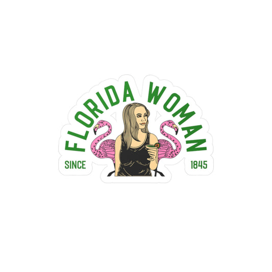 Florida Woman Boozes with Flamingos - Vinyl Sticker