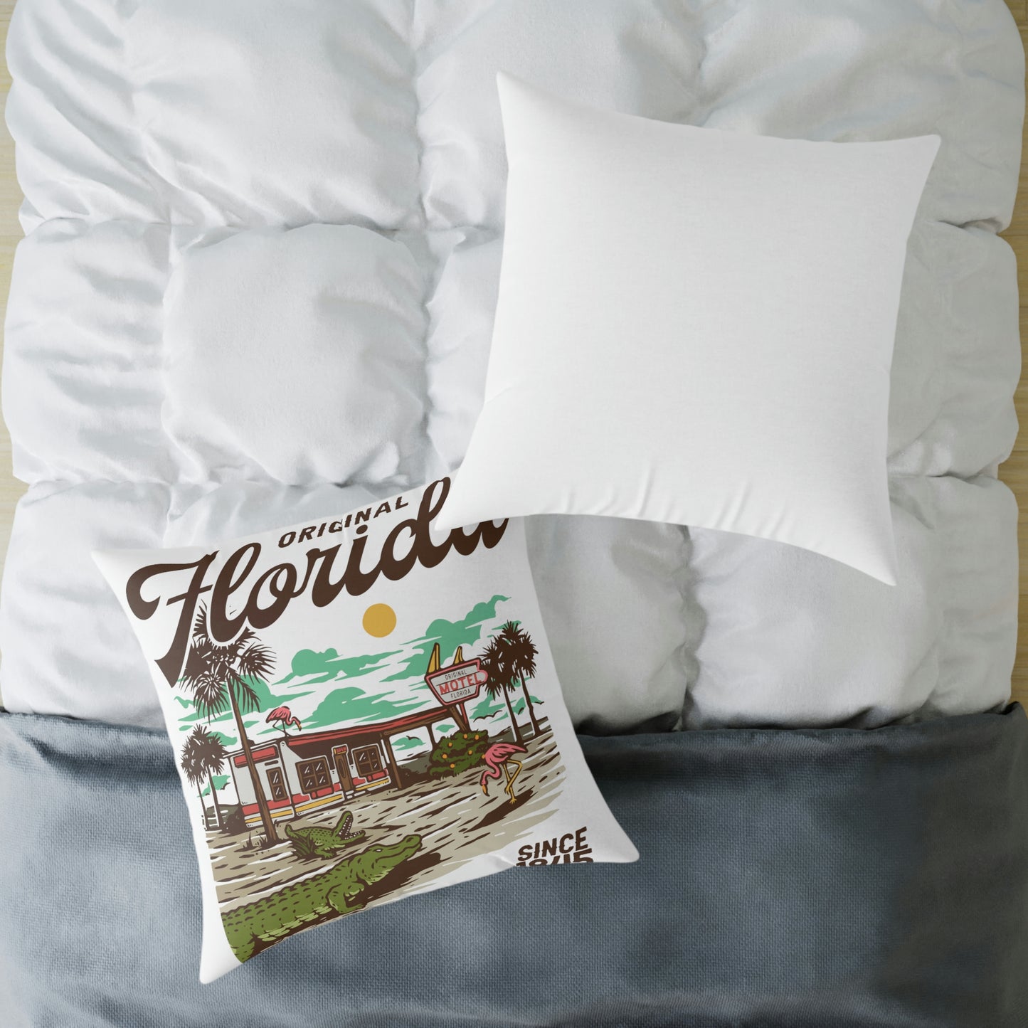 Original Florida - Alligator - white - Spun Polyester Pillow